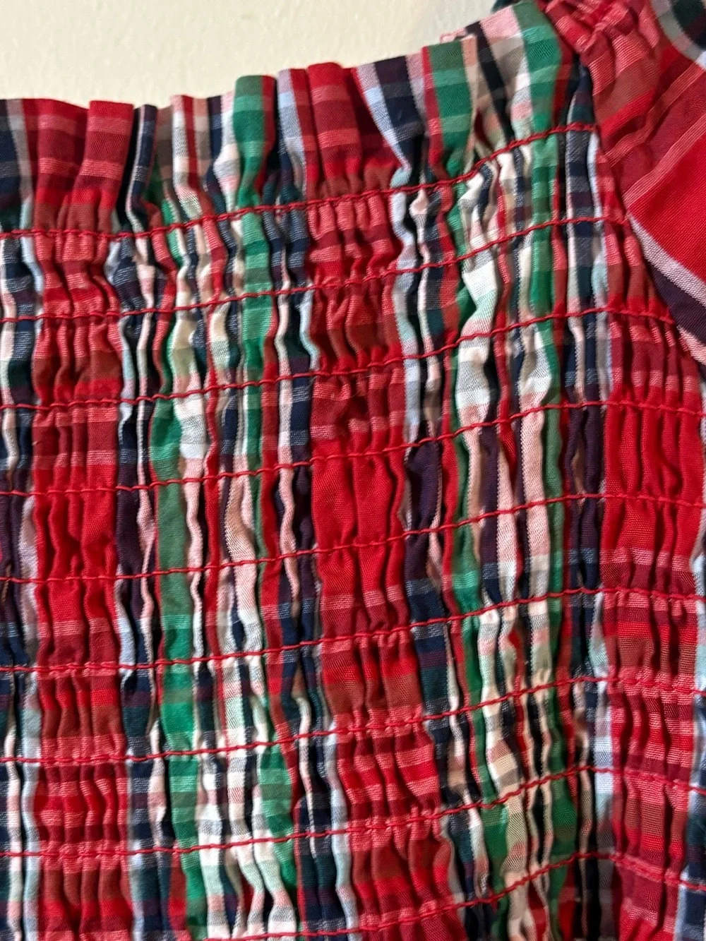 Crown & Ivy Kids dress size 6X festive‎ red green plaid smocked Tiered Dress